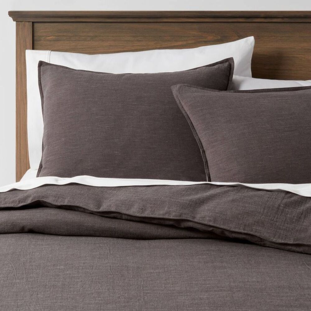 Threshold -  Cotton Linen Duvet & Sham Set Space Dyed Gray